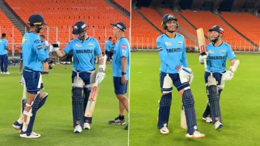 ‘Wholesome’, Shubman Gill and Kane Williamson Share a Heartfelt Moment During Gujarat Titans’ Practice Session Ahead of IPL 2024 (Watch Video)
