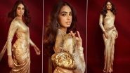 Sini Shetty, India’s 71st Miss World 2023 Representative, Dazzles in Elegant Rose Gold Saree by Designer Tarun Tahiliani for an Event (View Pics)