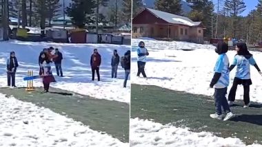 Kashmiri Students Participate in Snow Cricket Match Organized By Gulmarg Development Authority to Attract Young Girls (Watch Video)