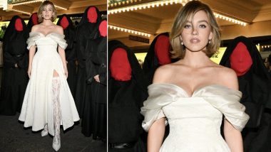 Sydney Sweeney Channels Good Girl Gone Bad Vibes in Stunning Off-White Thigh Slit Satin Gown at Immaculate World Premiere! (View Pic)