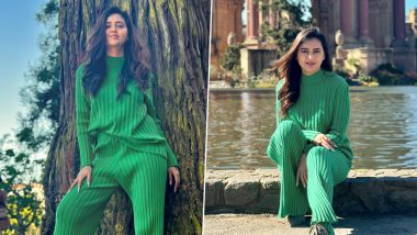 Tejasswi Prakash Shows How To Effortlessly Pull Off a Green Mock Neck Casual Sweater and Knit Pants (See Pics)