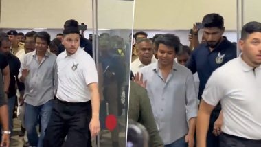 Thalapathy Vijay Sends Fans into Frenzy as He Arrives in Kerala, Actor Looks Unrecognisable in Clean Shave (Watch Video)