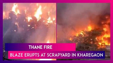 Thane Fire: Massive Blaze Erupts At Scrapyard In Kharegaon, Kalwa; No Casualties Reported