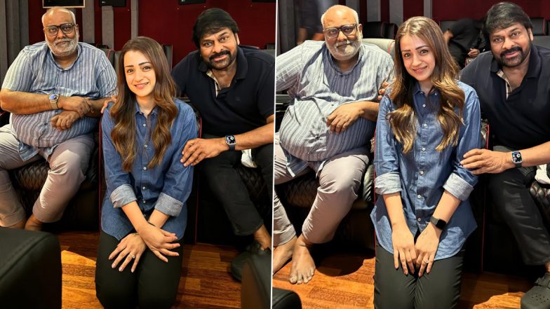 Vishwambhara Actress Trisha Krishnan’s Pics With Co-Star Chiranjeevi and Music Composer MM Keeravani Are Sure To Win Hearts!