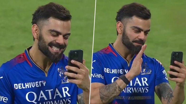 Virat Kohli Spotted Talking to His Family Over Video Call After Win Over Punjab Kings in IPL 2024 Match (Watch Video)