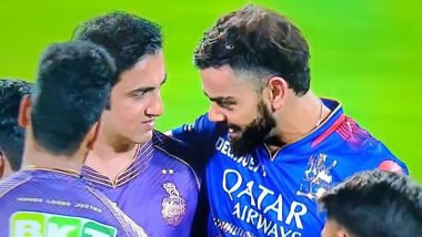 Virat Kohli and Gautam Gambhir Hug Each Other, Chat During RCB vs KKR IPL 2024 Match; Video Goes Viral