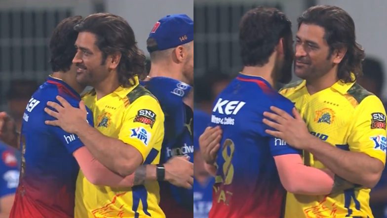 Virat Kohli and MS Dhoni Share a Heartwarming Moment As They Hug Each Other After CSK vs RCB IPL 2024 Match, Video Goes Viral