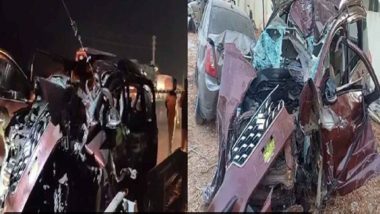 Telangana Road Accident: Five Killed As Car Hits Tree on Hyderabad-Bengaluru National Highway in Wanaparthy District