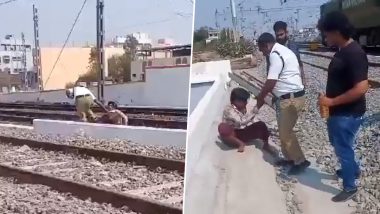 Suicide Bid in Telangana: Man Attempts To End Life by Lying on Railway Tracks in Warangal After Quarrel With Family, Gets Saved by Alert Home Guard Official (Watch Video)