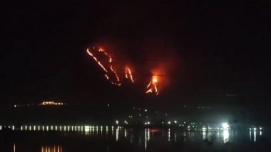 Jammu and Kashmir Fire: Massive Blaze Erupts in Zabarwan Range (Watch Video)