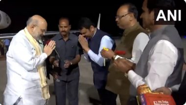 Lok Sabha Elections 2024: Union Home Minister Amit Shah Arrives in Maharashtra; Set To Lead BJP’s Election Management Committee Meeting, Public Rally Today