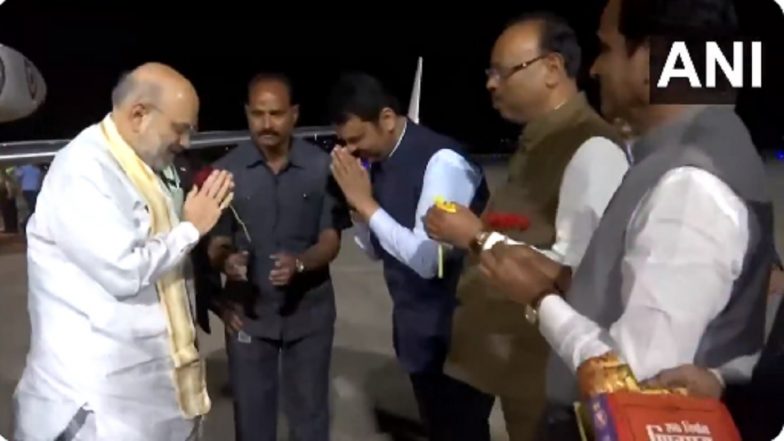 Lok Sabha Elections 2024: Union Home Minister Amit Shah Arrives in Maharashtra; Set To Lead BJP’s Election Management Committee Meeting, Public Rally Today