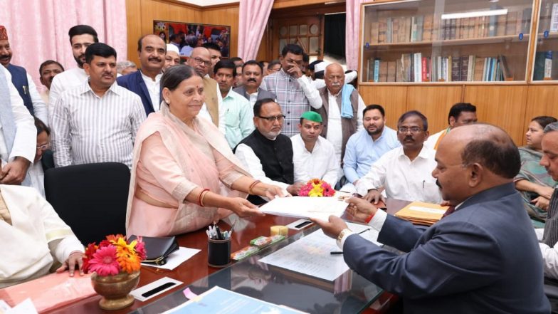 Bihar MLC Elections 2024: Rabri Devi, Four Other Mahagathbandhan Leaders File Nomination Papers for MLC Polls (Watch Video)