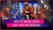 SRH vs MI IPL 2024 Stat Highlights: Abhishek Sharma, Heinrich Klaasen Power Sunrisers Hyderabad To Victory