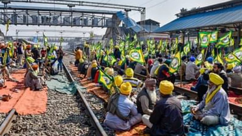 Rail Roko Andolan: Farmers in Amritsar Squat on Tracks Over Minimum Support Price Demands (Watch Video)