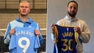 Manchester City&rsquo;s Erling Haaland and Golden State Warriors Stephen Curry &lsquo;Virtually&rsquo; Swap Jerseys as Good Luck for Upcoming Tough Matches