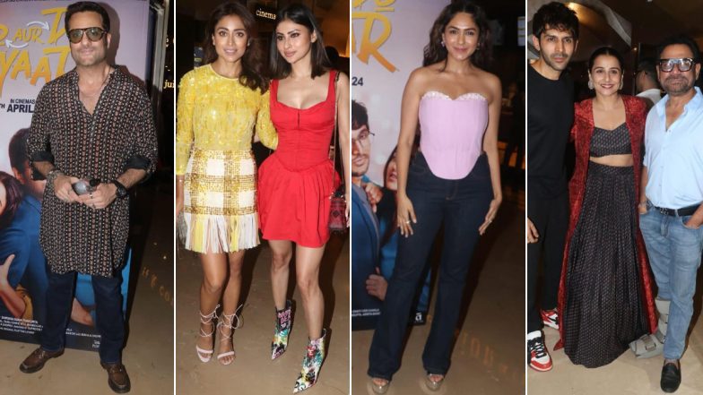 Do Aur Do Pyaar Screening: Vidya Balan, Pratik Gandhi, Karthik Aaryan, Mrunal Thakur and Others Arrive in Style (See Pics)