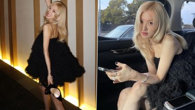 BLACKPINK's Rosé Dazzles in Striking Black Trapeze Cami Mini Dress! (View Pics)