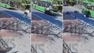 Delhi Road Accident: Two Killed As Speeding Bus Hits Motorcycle in Dwarka, Disturbing Video Surfaces