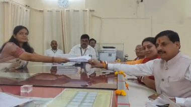 Lok Sabha Elections 2024: Union Minister Smriti Irani Files Nomination From Uttar Pradesh's Amethi Seat in the Presence of Madhya Pradesh CM Mohan Yadav (Watch Video)