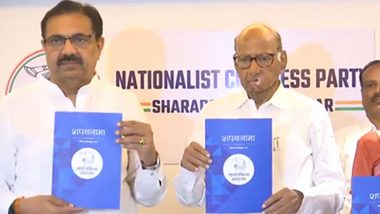 NCP (SP) Manifesto for Lok Sabha Elections 2024: Sharad Pawar’s Nationalist Congress Party Releases ‘Shapath Patra’ for General Polls (Watch Video)