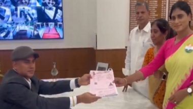 Lok Sabha Election 2024: Congress Leader YS Sharmila Files Nomination From Kadapa Seat in Andhra Pradesh (Watch Video)