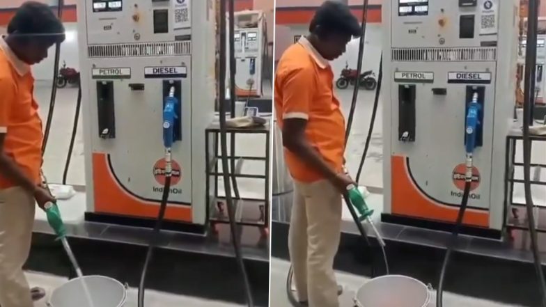 Cheating at Petrol Pump in Telangana: Fuel Station Employee Cheats Customers by Dispensing Petrol From Rigged Meters in Warangal, Video Surfaces