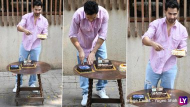 Varun Dhawan Celebrates His 37th Birthday With Paparazzi, Baby John Actor Cuts Cake With Them (View Pics)