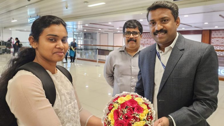 MSC Aries Update: Sole Woman, Ann Tessa Joseph From Kerala, Among 17 Indians Onboard Seized Vessel Returns Home from Iran (See Pic)