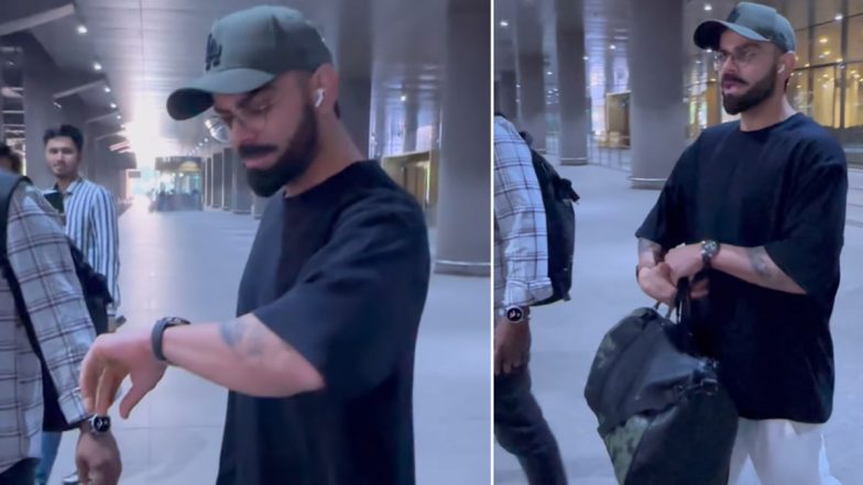 'Tum Log Yehi Rehte Ho?' Virat Kohli to Paparazzi As He Arrives in Mumbai Airport Ahead of MI vs RCB IPL 2024 Match (Watch Video)