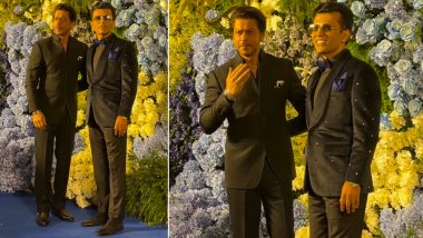 Shah Rukh Khan Looks Dapper in All-Black Suit As He Attends Anand Pandit’s Daughter’s Wedding (Watch Video)
