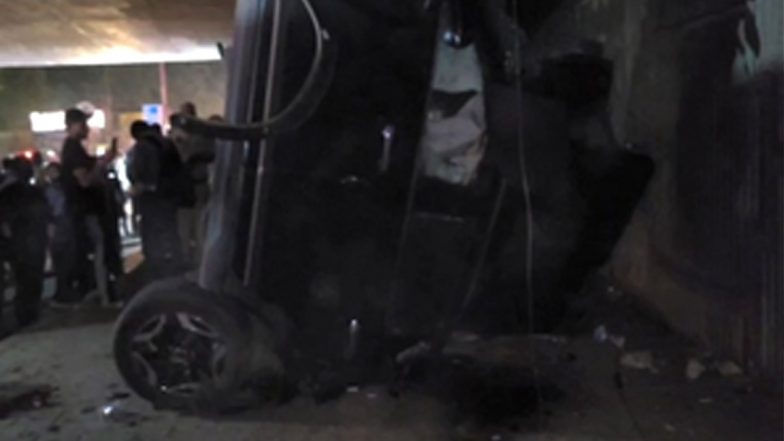 Gurugram Car Accident: Seeding Car Falls off Jharsa Flyover on Delhi-Jaipur Expressway, Three Critically Injured