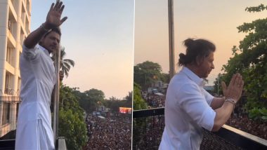 Shah Rukh Khan Waves to a Sea of Fans Gathered Outside Mannat on Eid 2024; Video Goes Viral – WATCH