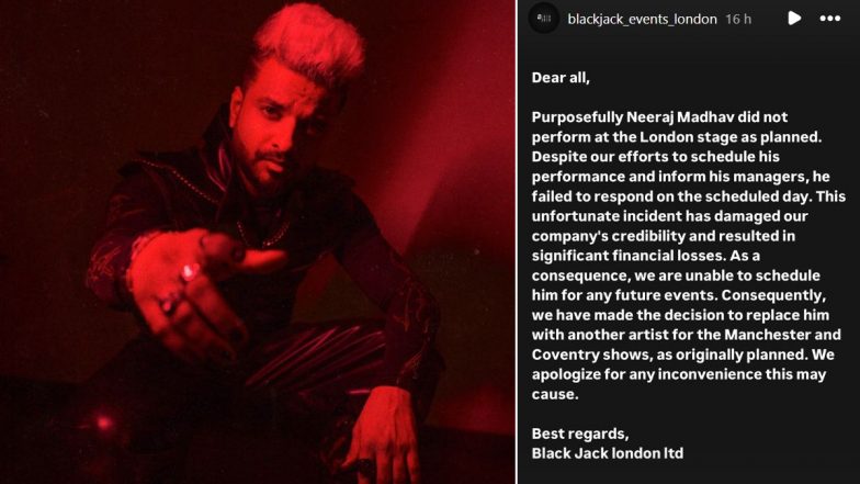 Neeraj Madhav&rsquo;s UK Concert in Chaos: Actor Leaves Tour Midway After His Team and Organisers Accuse Each Other of Unprofessionalism