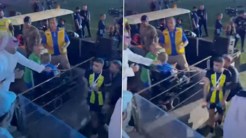 Spectator Whips Al-Ittihad's Abderrazak Hamdallah After Striker Throws Water at Him Following Saudi Super Cup 2024 Final Against Al-Hilal (Watch Video)