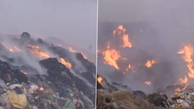 Tamil Nadu Fire: Massive Blaze Erupts at Vellalore Dump Yard in Coimbatore, 300 Fire Brigades at Spot (Watch Video)