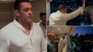 Salman Khan Greets a Swarm of Fans Gathered Outside Galaxy Apartment on Eid, Waves at the Crowd With Father Salim Khan (Watch Viral Video)