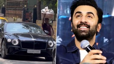 Ranbir Kapoor Cruises Through Mumbai Streets in His Swanky New Bentley Continental GT V8 Worth 5.23 Crore! Bollywood Star Leaves Netizens in Awe (Watch Video)