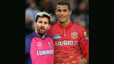 Real Clasico? Rajasthan Royals Share 'WhatsApp Forwards' Of Lionel Messi and Cristiano Ronaldo's Morphed Pics in RR and PBKS IPL 2024 Jerseys, Picture Goes Viral