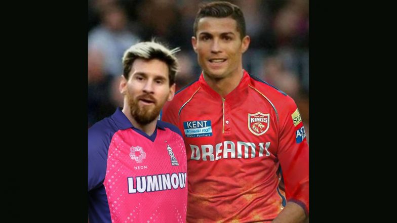 Real Clasico? Rajasthan Royals Share 'WhatsApp Forwards' Of Lionel Messi and Cristiano Ronaldo's Morphed Pics in RR and PBKS IPL 2024 Jerseys, Picture Goes Viral