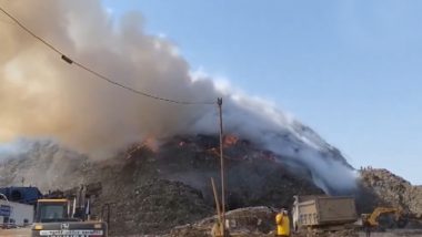 Gurugram: Fire Breaks Out at Bandhwari Landfill Site After Ghazipur Landfill Fire Incident, Firefighting Operation Underway (Watch Video)