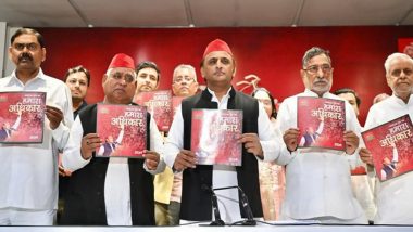 Lok Sabha Election 2024: Samajwadi Party Releases Manifesto, Promises Caste Census by 2025; MSP on Crops (See Pics and Videos)