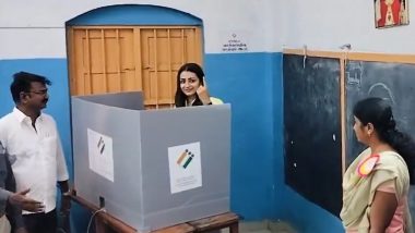 Lok Sabha Elections 2024: Trisha Krishnan Casts Vote in Chennai, Flaunts Her Inked Index Finger (Watch Video)