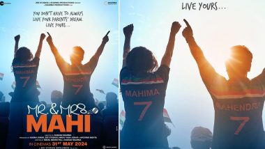 Mr and Mrs Mahi: Rajkummar Rao and Janhvi Kapoor Cheer for Team India Donning the Number 7 Jersey in New Poster From Karan Johar’s Upcoming Sports Film (See Pic)
