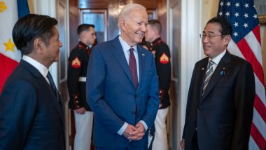 US: President Joe Biden Hosts First-Ever Trilateral Summit With Philippines Counterpart, Japan PM at White House Amid China Tensions (See Pic)
