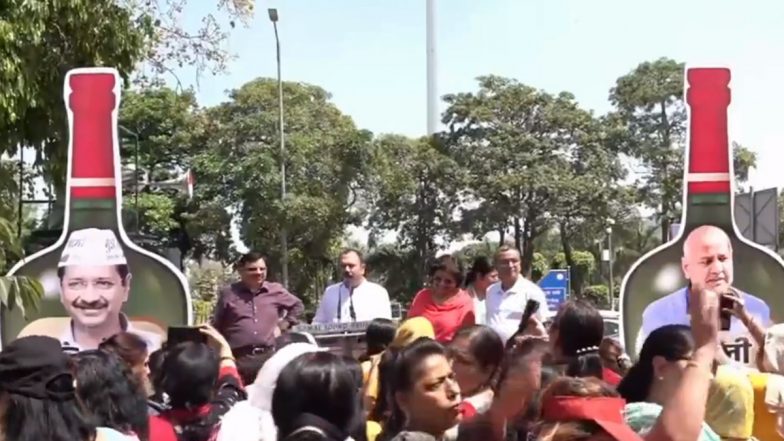 Arvind Kejriwal Arrest: BJP Leaders Hold Counter Protest Against AAP at Connaught Place Seeking Delhi CM's Resignation (Watch Video)