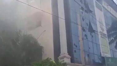 Bengaluru Fire Video: Blaze Engulfs First Floor of Miracle Drinks Building, Firefighters Rush to Scene (Watch Video)