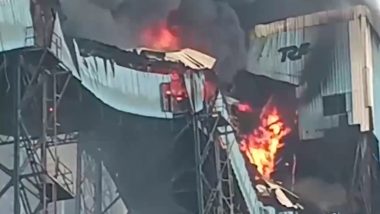 Odisha Fire: Massive Blaze Erupts at NTPC Talcher Kaniha Thermal Power Station in Angul (Watch Video)