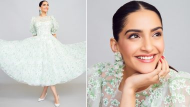 Summer Ready! Sonam Kapoor Radiates Effortless Elegance in Stylish White and Green Knee-Length Dress!