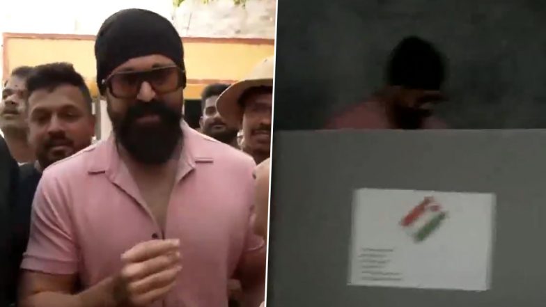 Yash Casts His Vote for Lok Sabha Elections 2024 in Bengaluru; KGF Star Interacts With Fans (Watch Video)